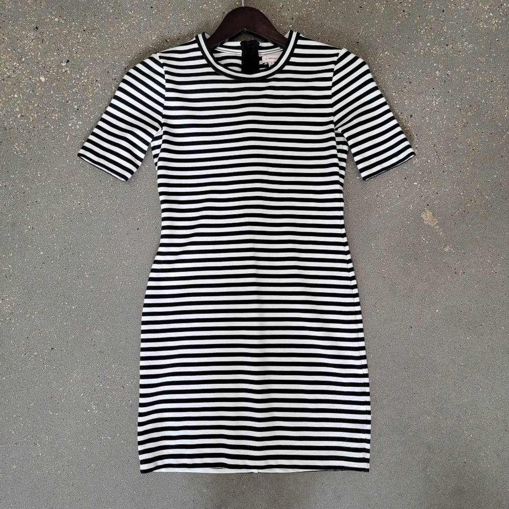 Sunday Best Black and White Stripe Mini T Shirt Dress 2